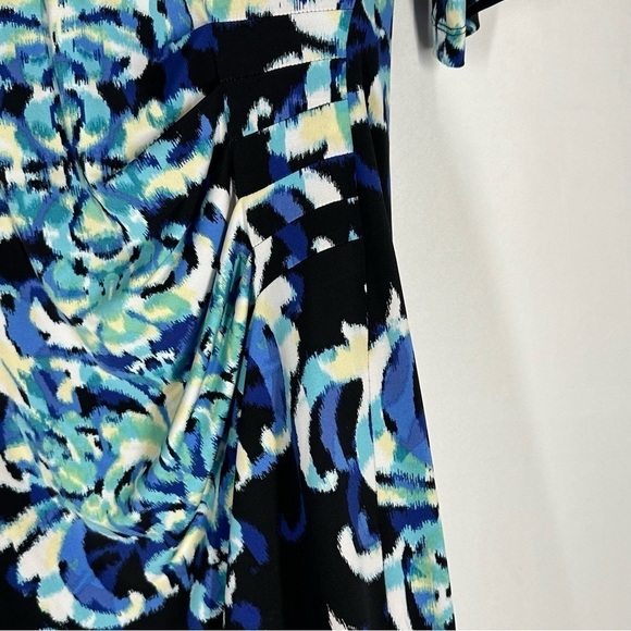 Connected Apparel Multicolor Round Neck Ruched Waist Stretch Sheath Dress Sz 12 - Picture 5 of 9